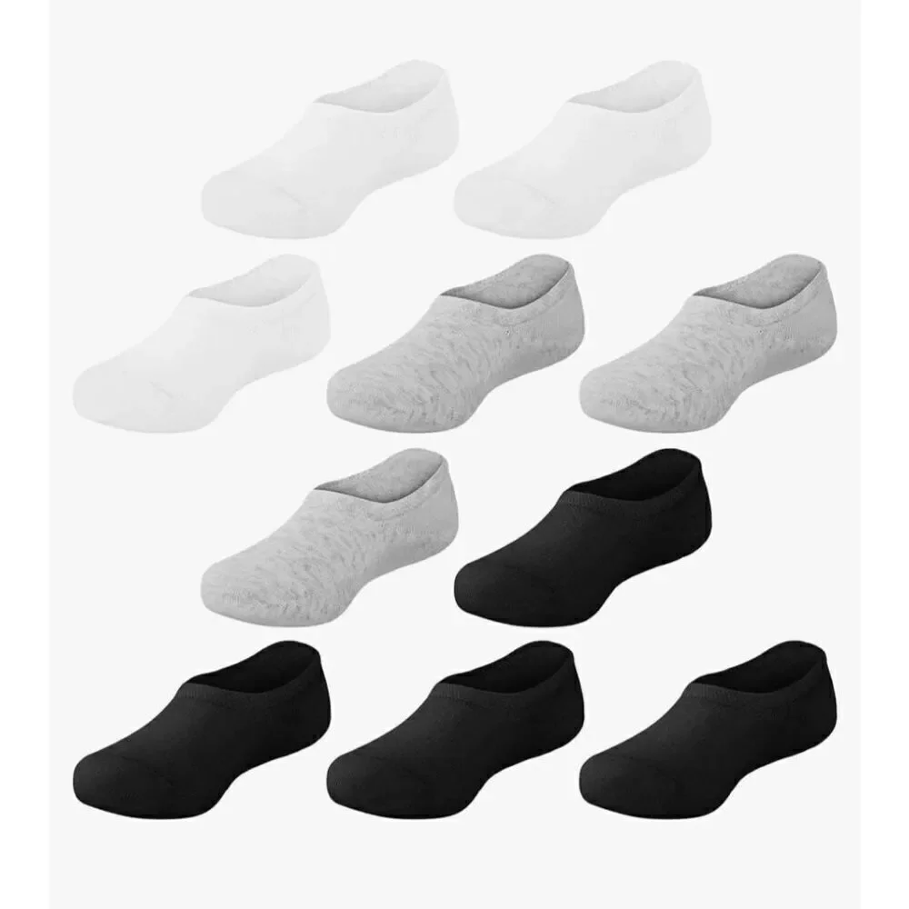 Boys socks no show grey black white New foot size 7-9 year
